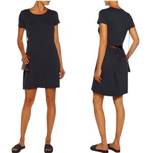 Theory Liliana Ranmire t-shirt open back dress navy short sleeve scoop neck